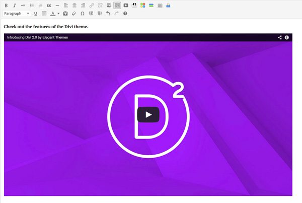 Embedded videos in the WordPress post editor