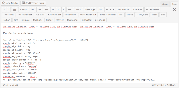How to Monetize Your WordPress Site Using Adsense - How to Add AdSense Code Manually to Your Pages and Posts