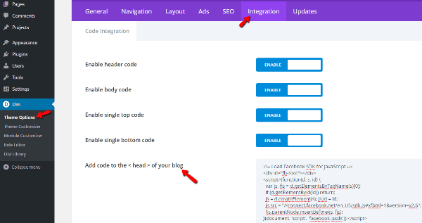 Embed Facebook video Divi