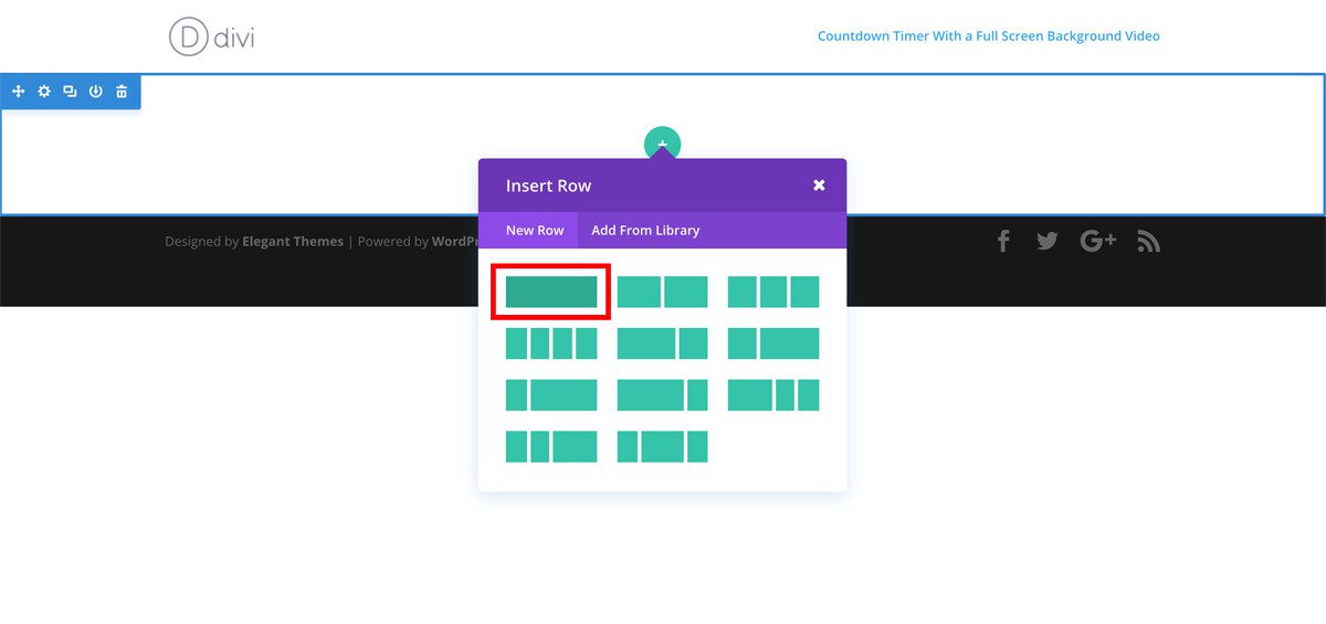 adding-one-column-row-to-divi-visual-builder