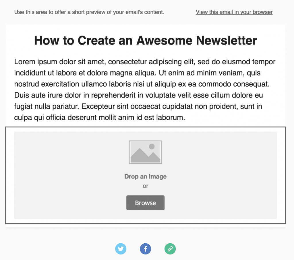 Adding an Image content block to your newsletter.