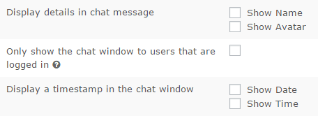 The timestamp setting for your live chat.