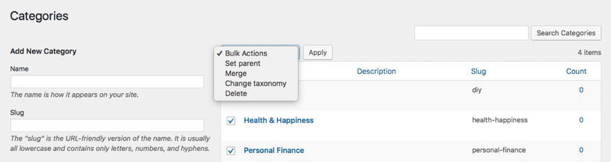 Enhanced Bulk Edit Dropdown Options