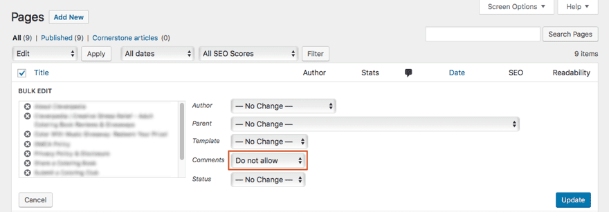 Bulk Edit Comment Status