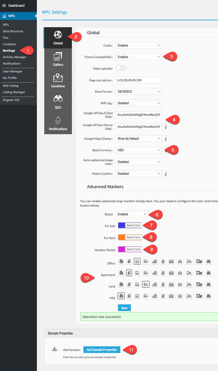 WPL General settings