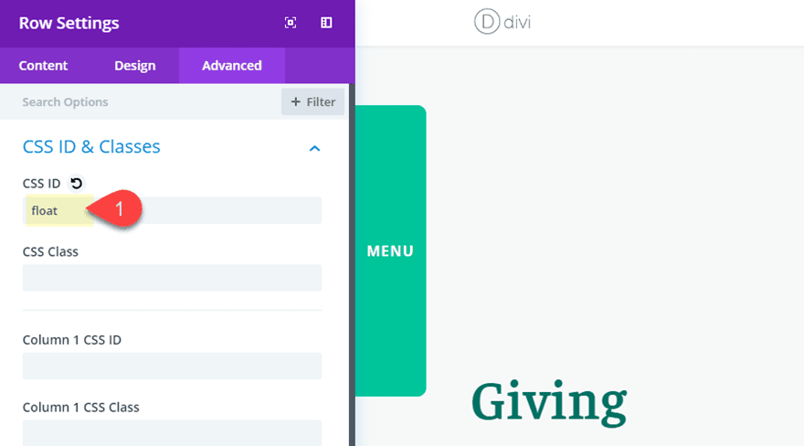 divi pop-out menu