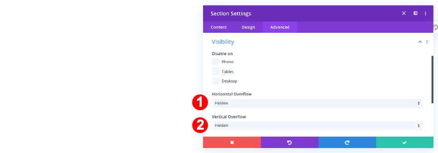 adjust the visibility for the section