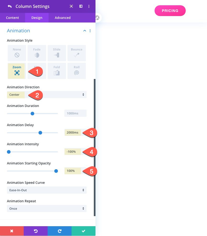 Divi delayed button animations