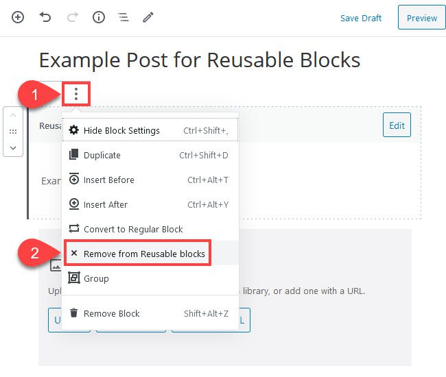 WordPress Reusable Blocks