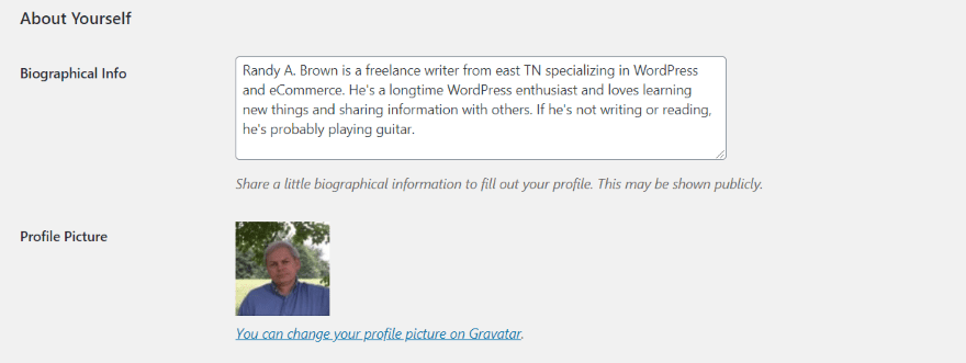 The Default WordPress Author Box