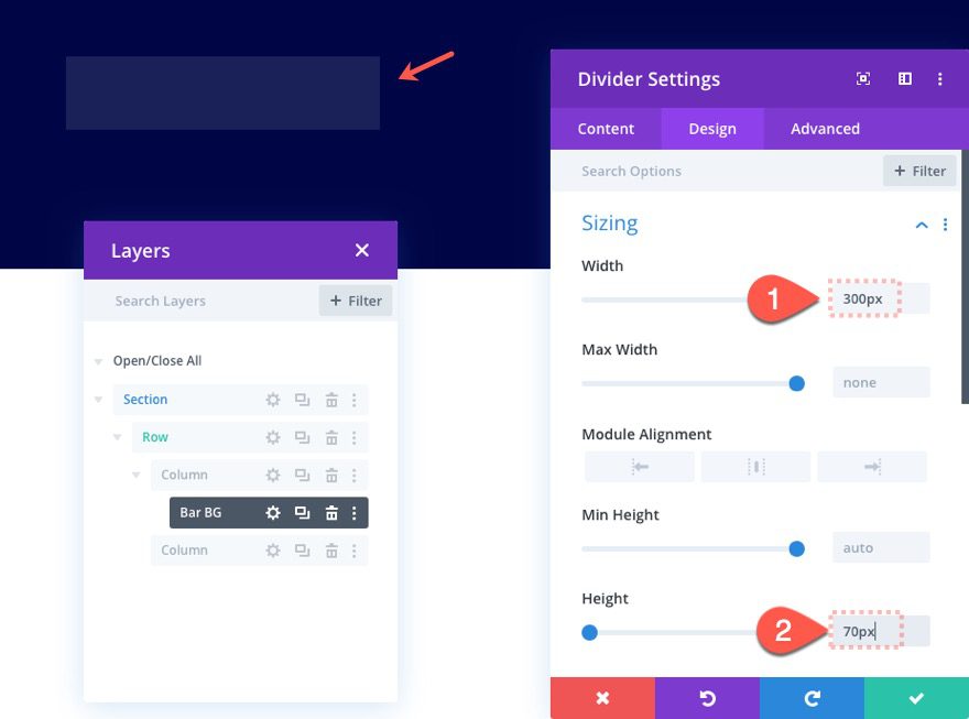 divi bar counters with scroll effects
