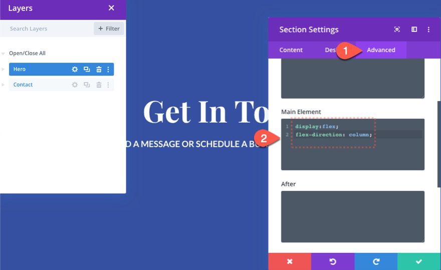 fullscreen contact form