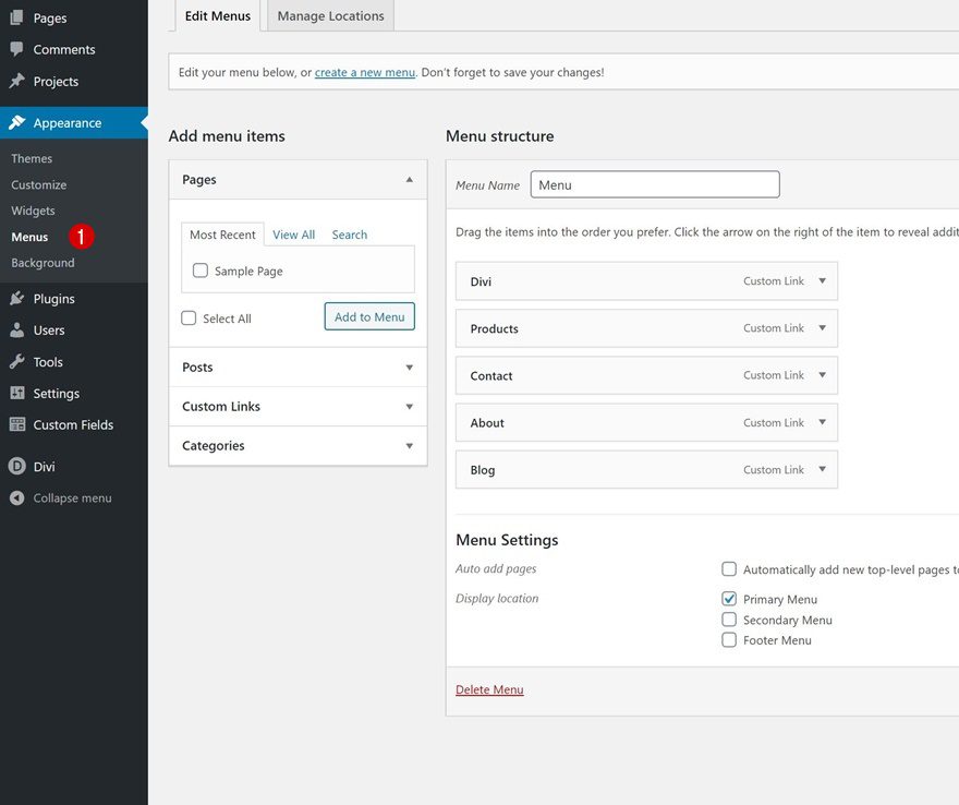 elegant themes dropdown menu