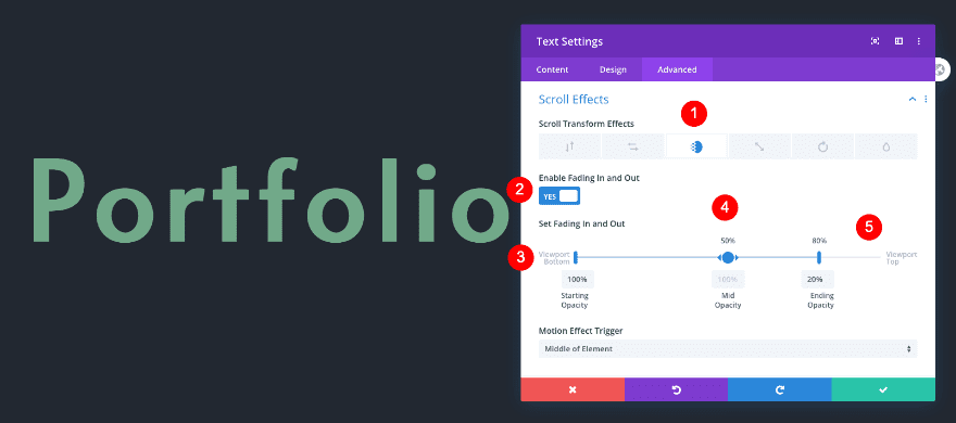 scrollable portfolio navigation list