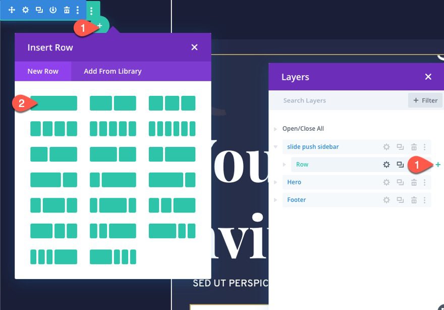 divi sliding push sidebar