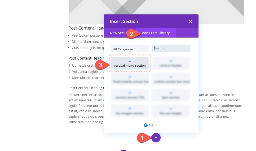 divi vertical navigation menu and header