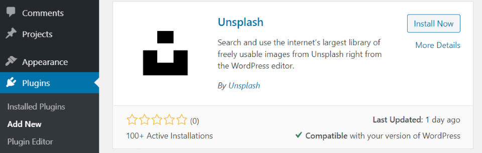 Installing the Unsplash WordPress Plugin
