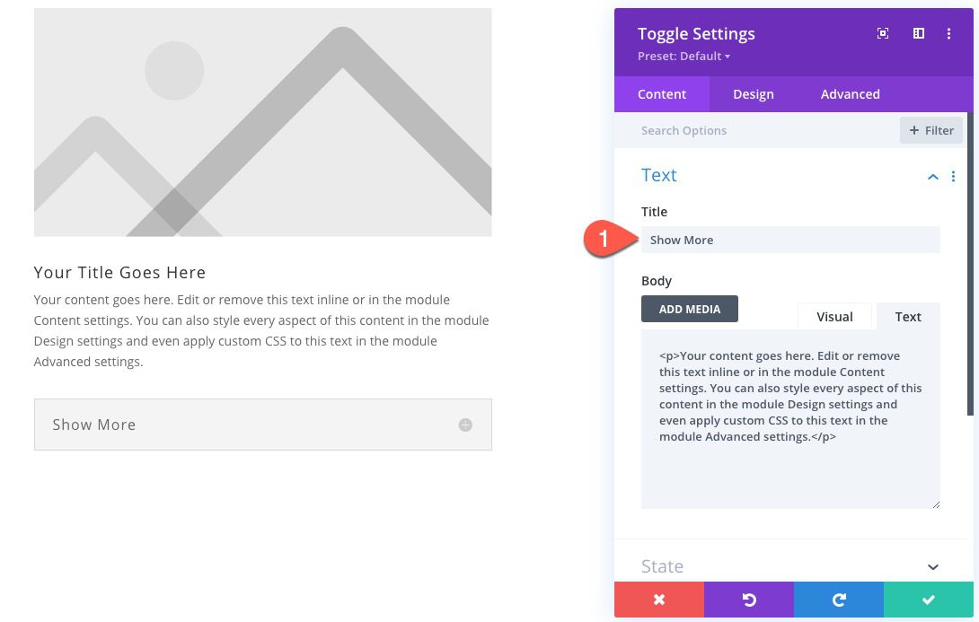 divi show more toggles
