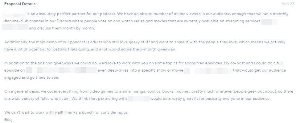 actual podcorn proposal