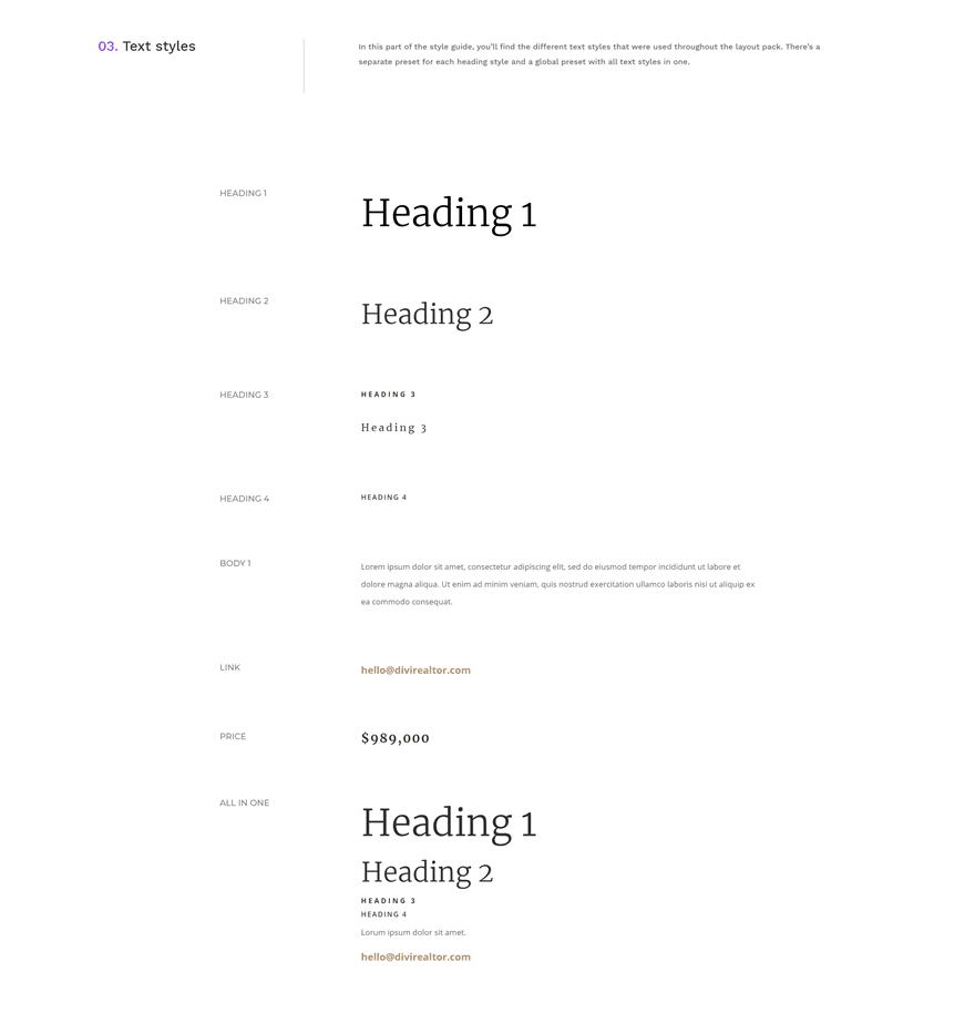 realtor global presets style guide