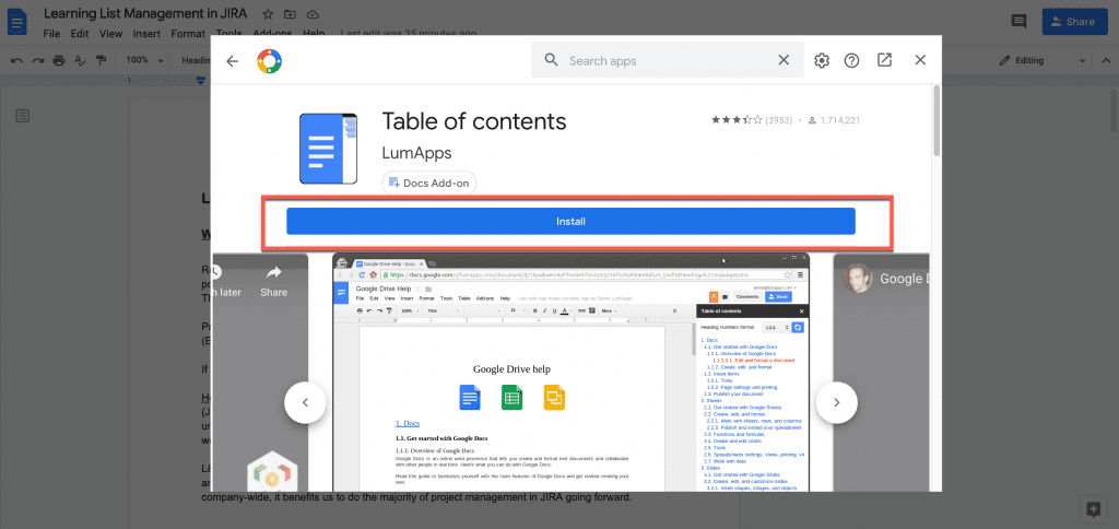 install add-on in Google Docs