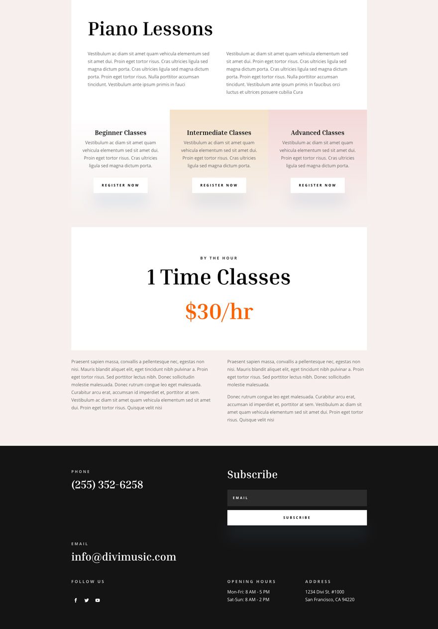 divi music teacher layout pack