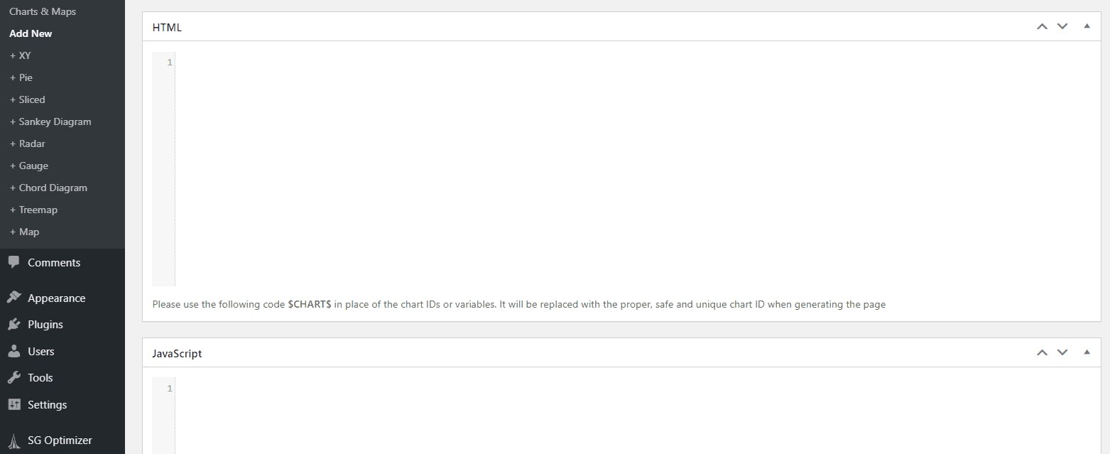 Adding the HTML and JS for your amCharts table