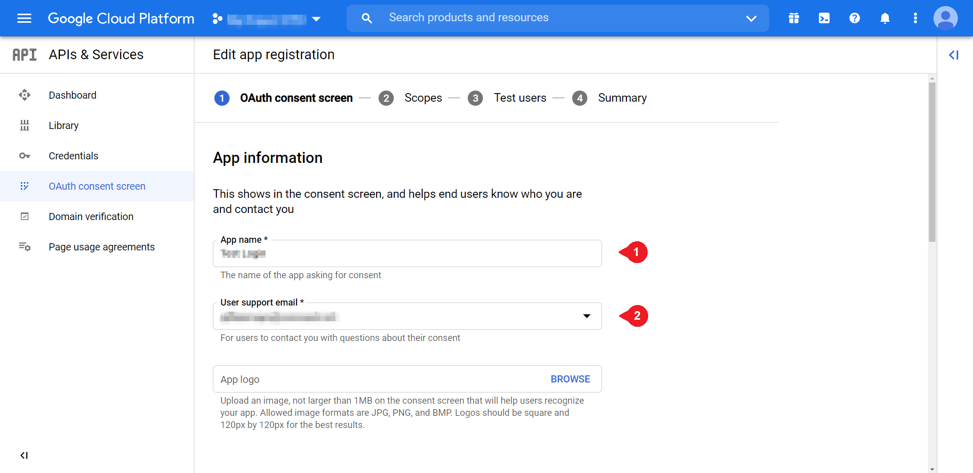 The second page of the OAuth Consent screen.