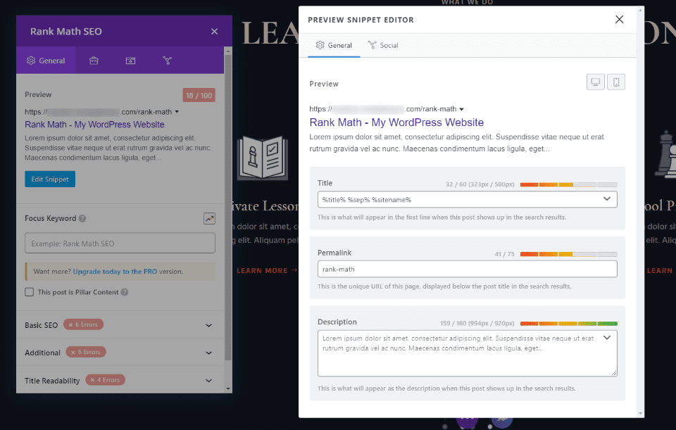 Preview Snippet Editor