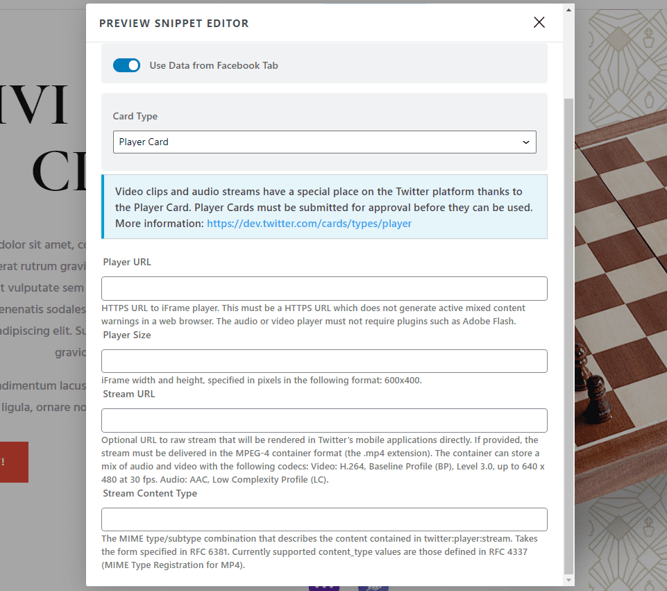 Preview Snippet Social Tab