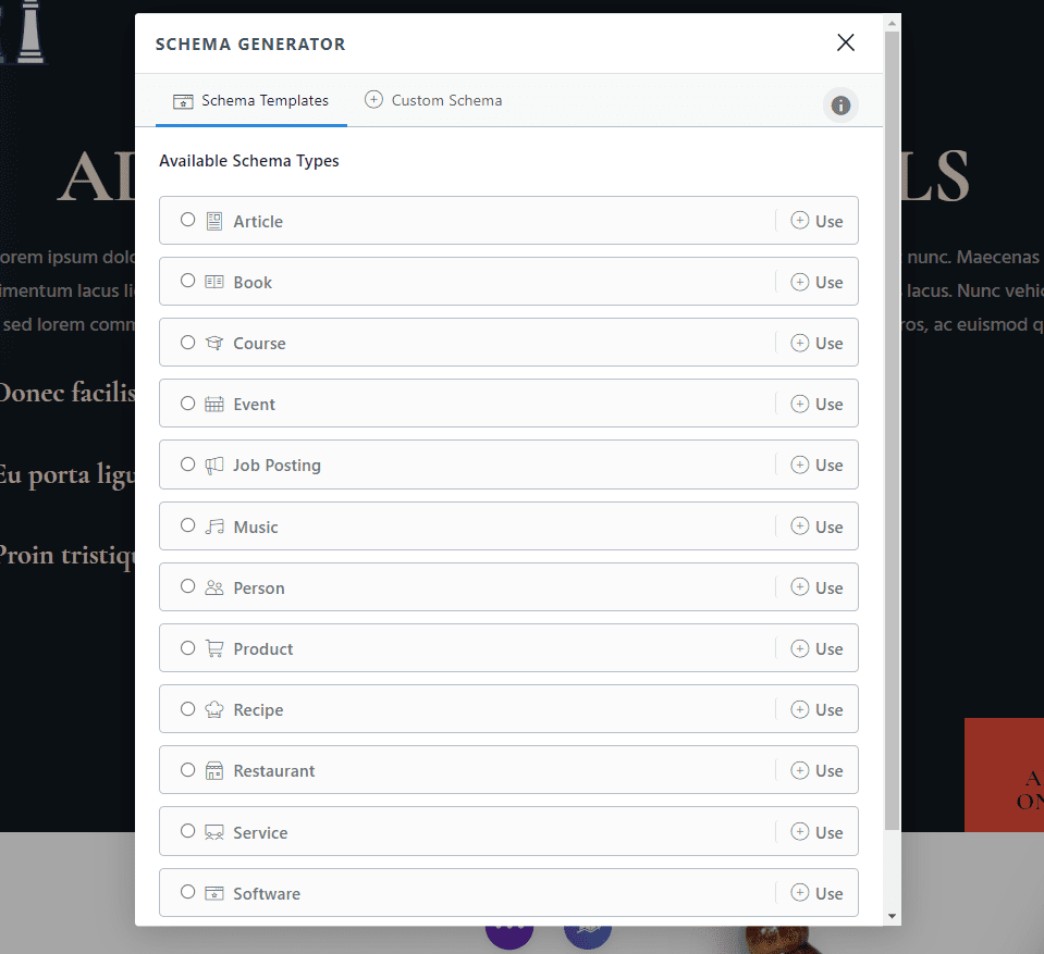 Rank Math Schema Tab