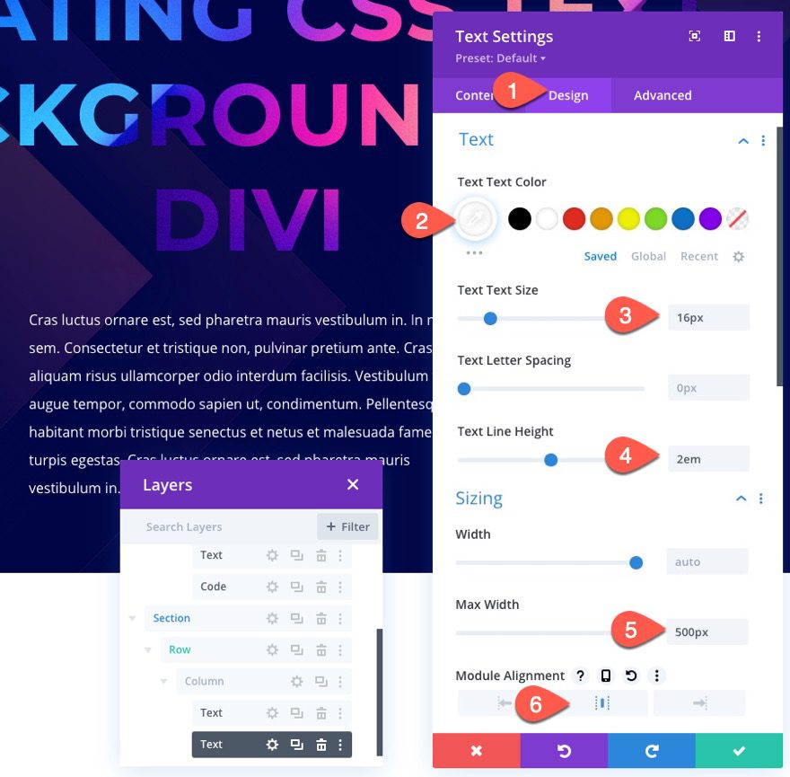 css text backgrounds in divi