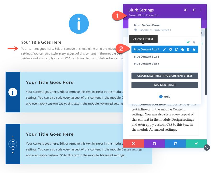 divi styled content boxes