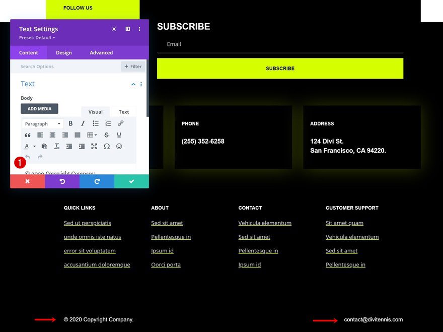 tennis club header footer