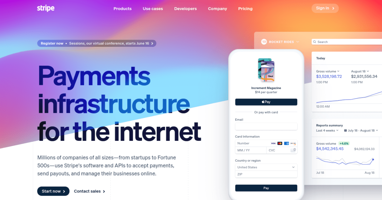 The Stripe website.