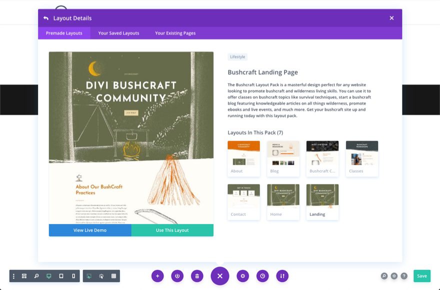 divi bushcraft layout pack