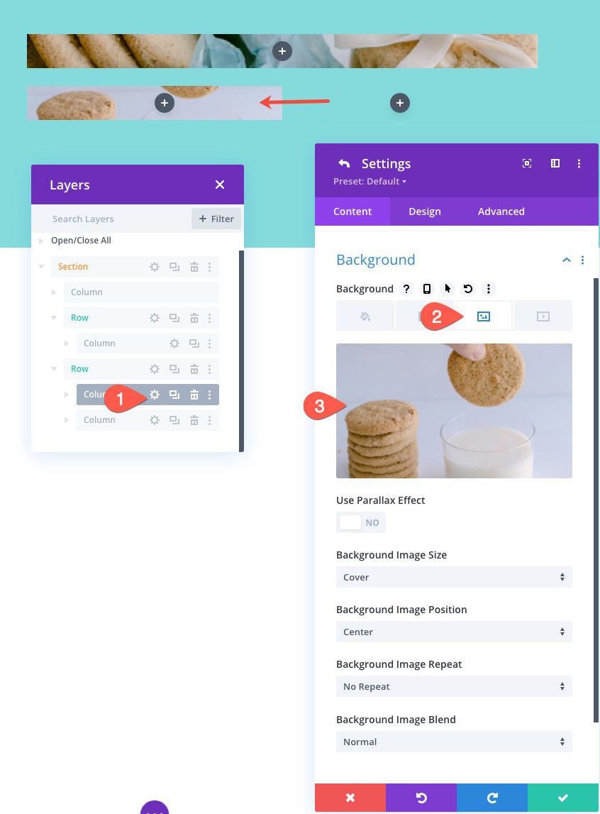 divi responsive image grid layout with CTAs and hover overlays