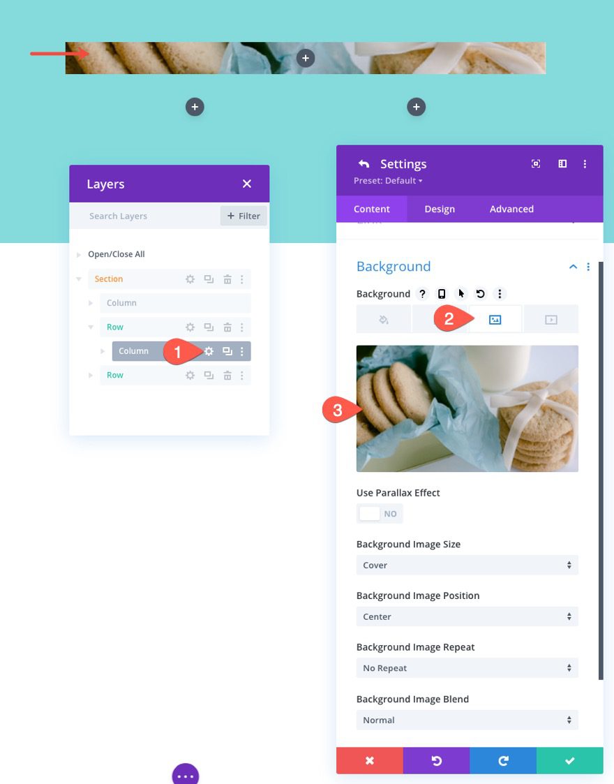 divi responsive image grid layout with CTAs and hover overlays