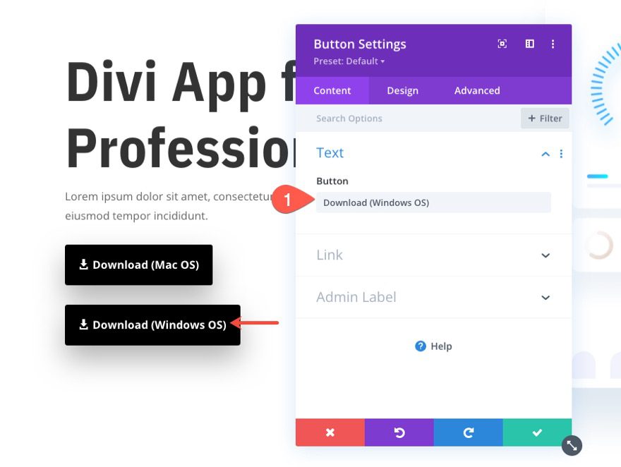 display download buttons for respective operating systems in divi