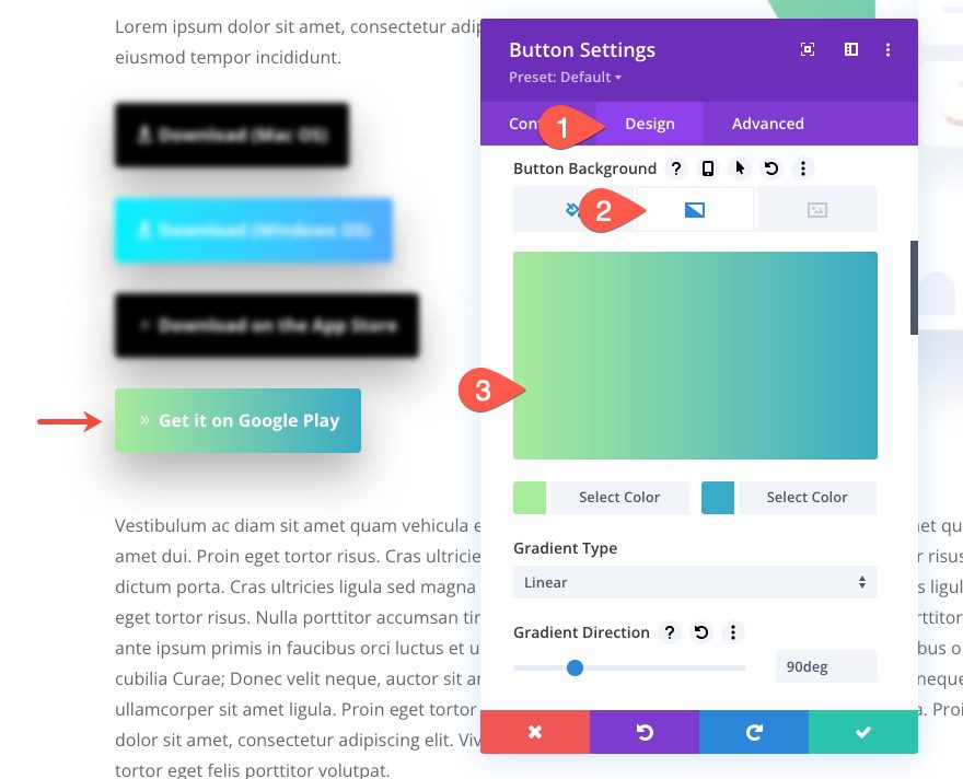 display download buttons for respective operating systems in divi