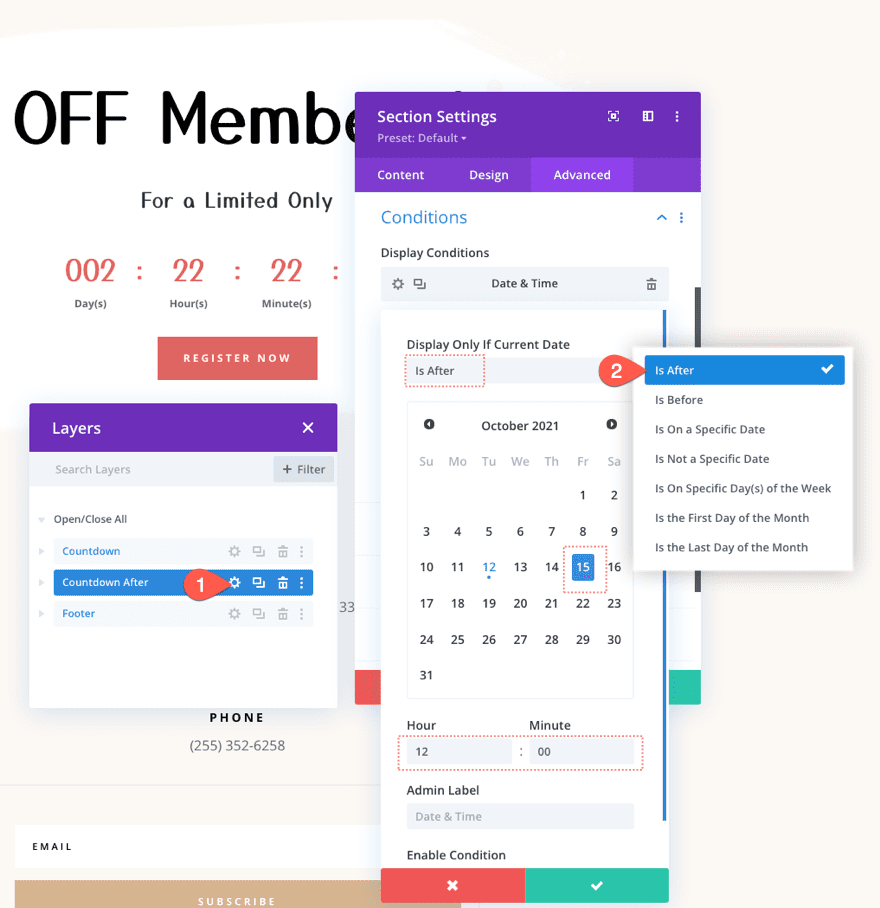 time conditional content when countdown timer expires