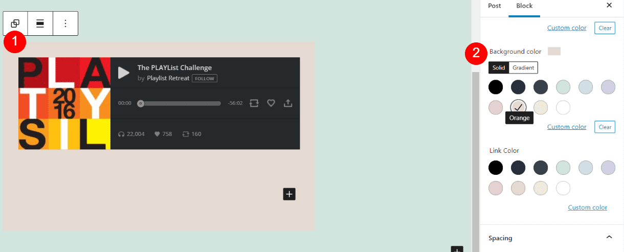 Transforming the Mixcloud embed block into a Group block.