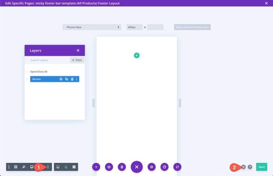 divi mobile sticky footer bars