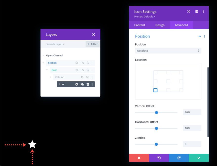 divi scroll animated icons section background