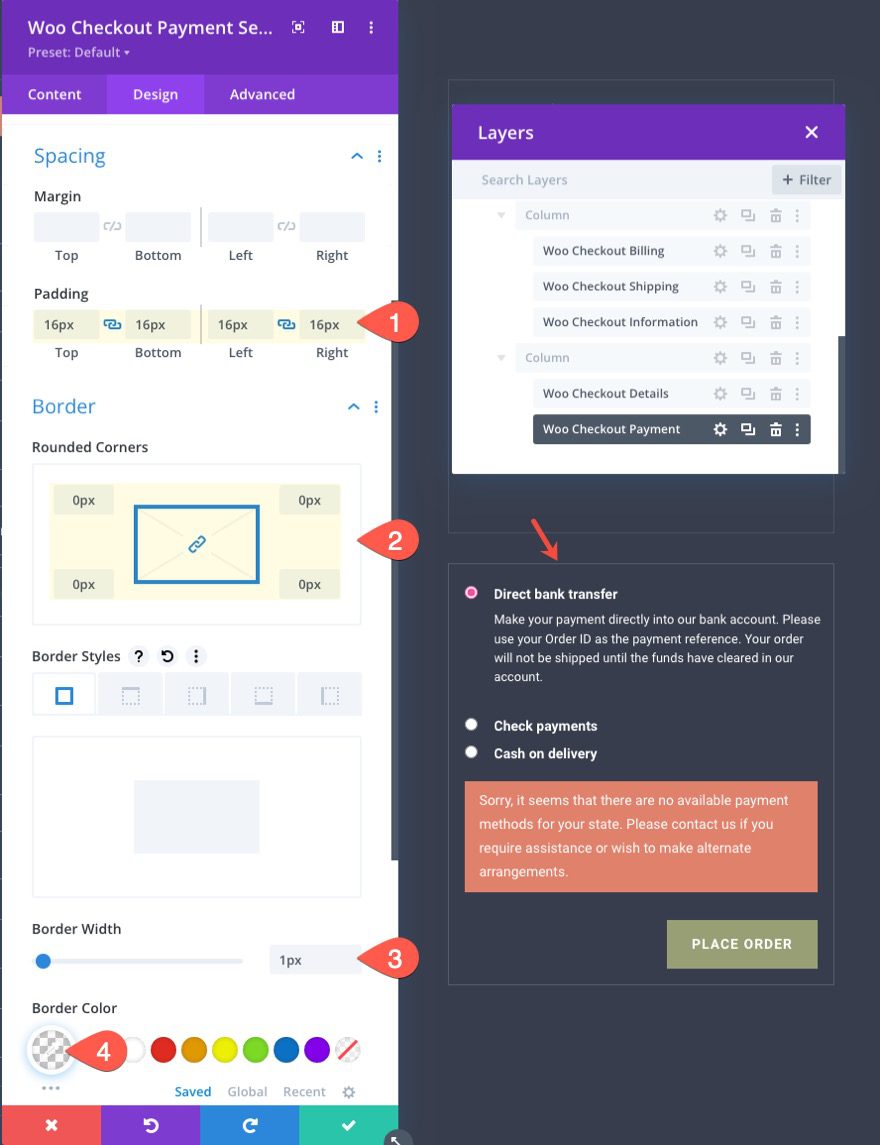 woocommerce checkout page template for Divi