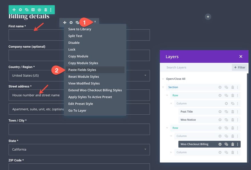 woocommerce checkout page template for Divi