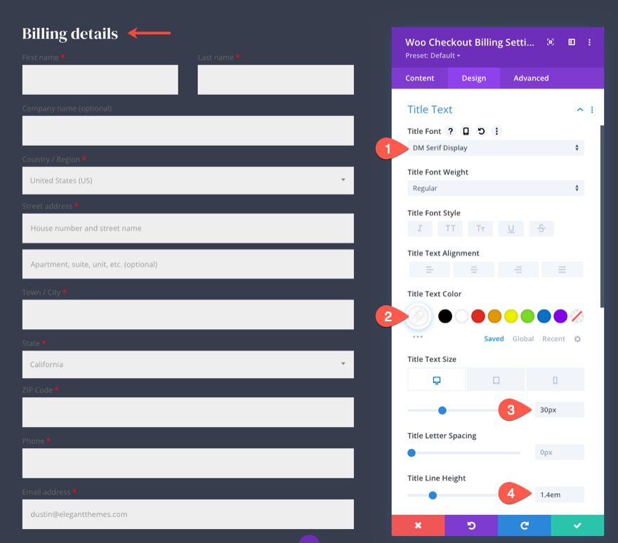 woocommerce checkout page template for Divi
