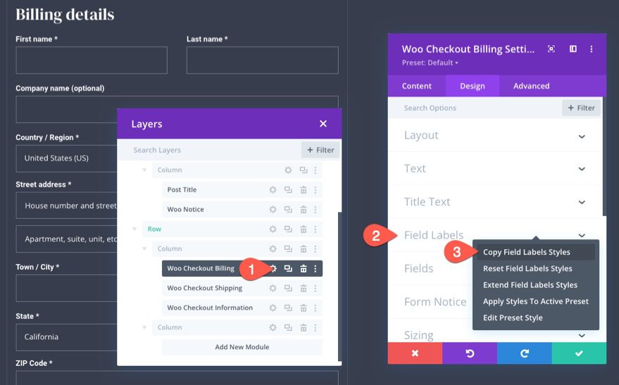 woocommerce checkout page template for Divi