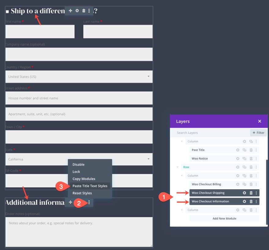 woocommerce checkout page template for Divi