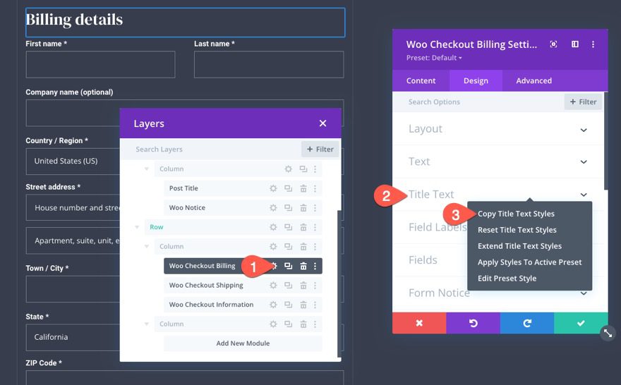 woocommerce checkout page template for Divi